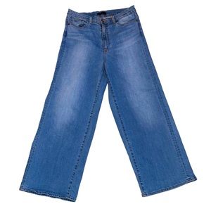 Uniqlo Medium Wash High Rise Wide Leg Straight Jeans size 28